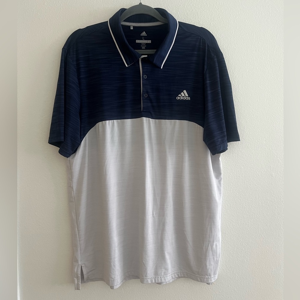 Adidas Navy and White Polo Shirt